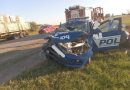 En Chipión, Móvil policial embistió por alcance a un camión de Brinkmann