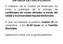 Entregan certificados de cursos dictados por el CEDER y la UPB