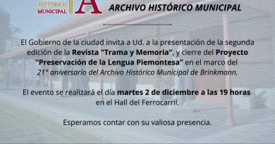 Brinkmann: Celebran el 21° Aniversario del Archivo Histórico